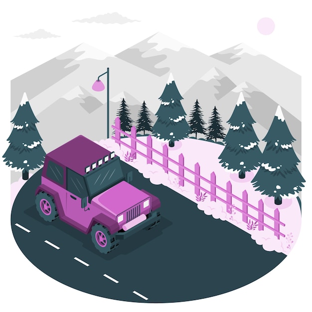 Vector gratuito ilustración de concepto de carretera de invierno