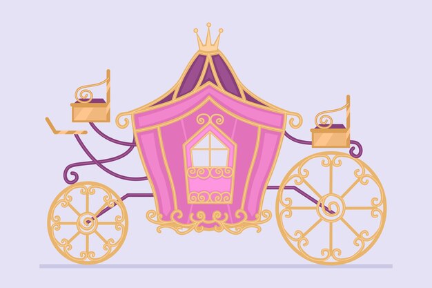 Ilustración con concepto de carro de cuento de hadas