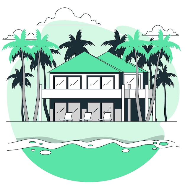 Vector gratuito ilustración del concepto de casa de playa