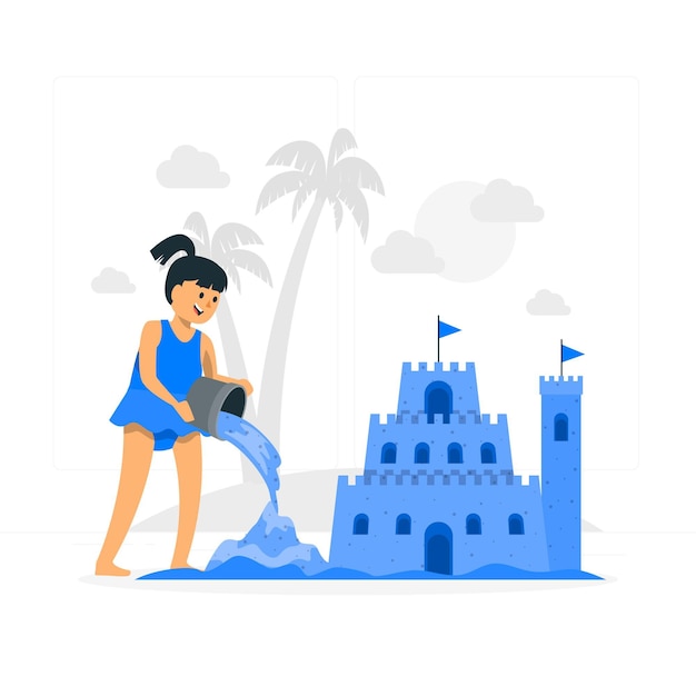 Vector gratuito ilustración de concepto de castillo de arena