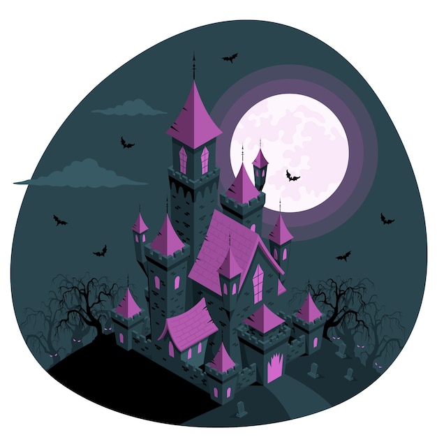 Vector gratuito ilustración de concepto de castillo de terror