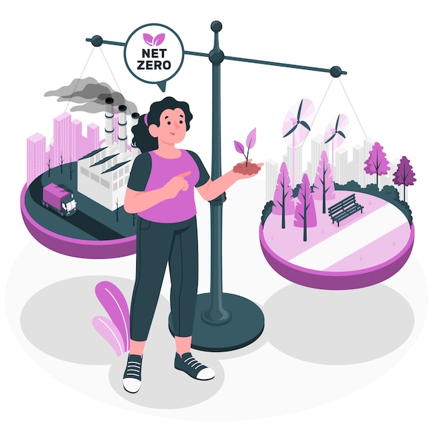 Ilustración del concepto de cero neto
