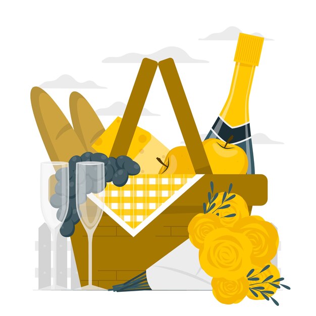 Ilustración del concepto de cesta de picnic