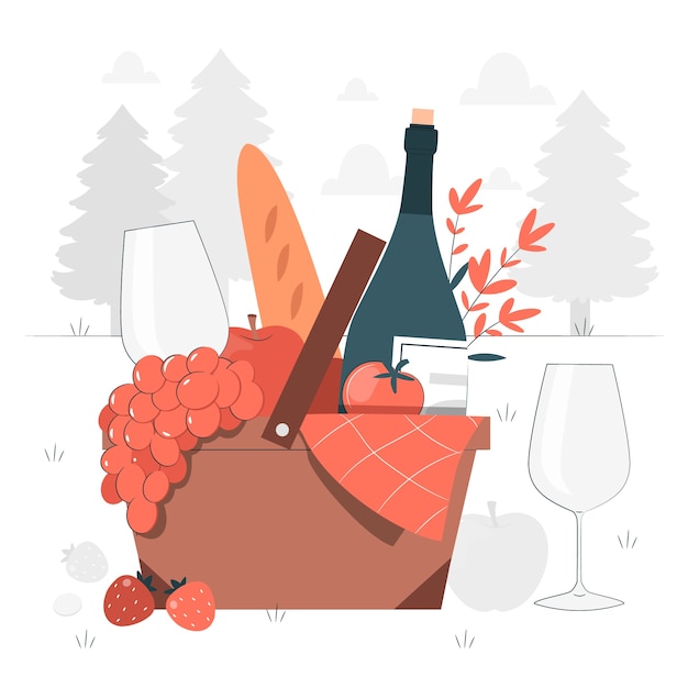 Ilustración del concepto de cesta de picnic