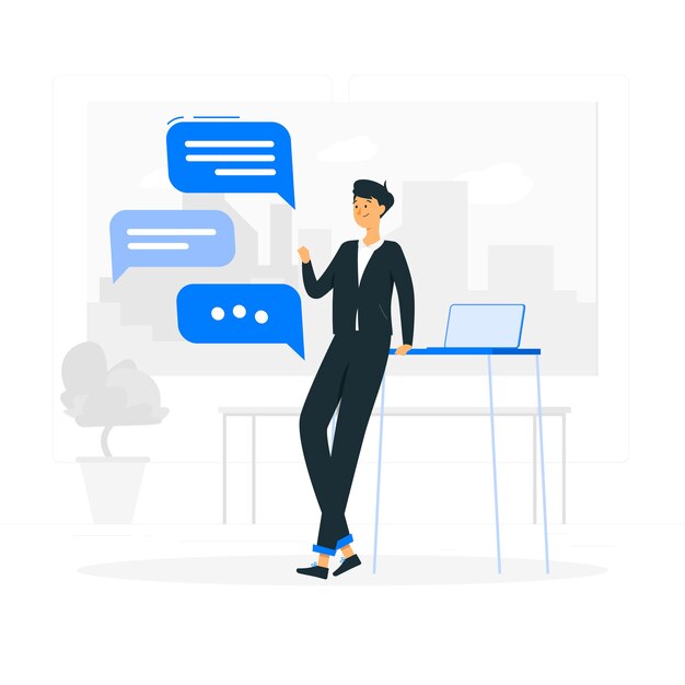 Ilustración del concepto de chat de trabajo