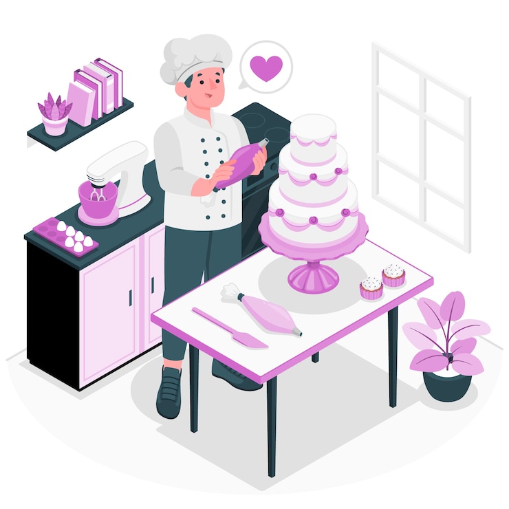 Vector gratuito ilustración del concepto de chef de pastelería
