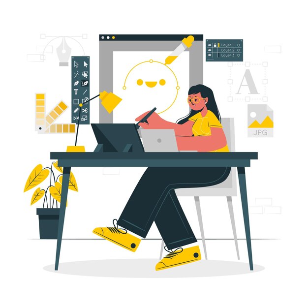 Ilustración de concepto de chica diseñadora