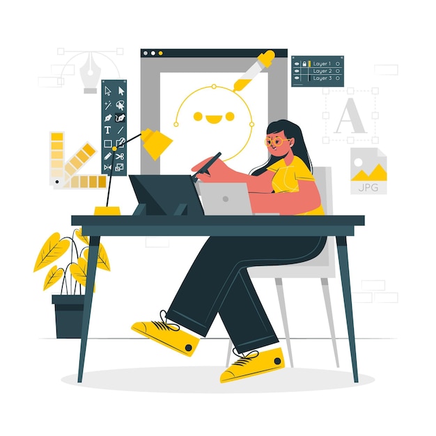 Ilustración de concepto de chica diseñadora