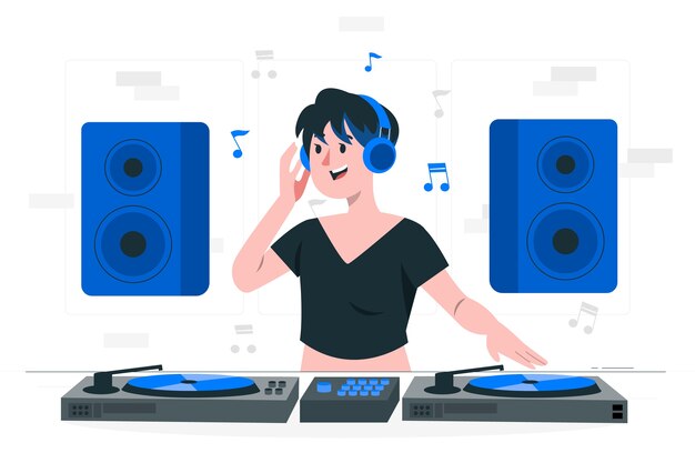 Ilustración de concepto de chica dj