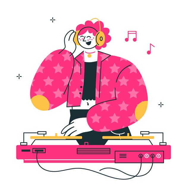Ilustración de concepto de chica dj
