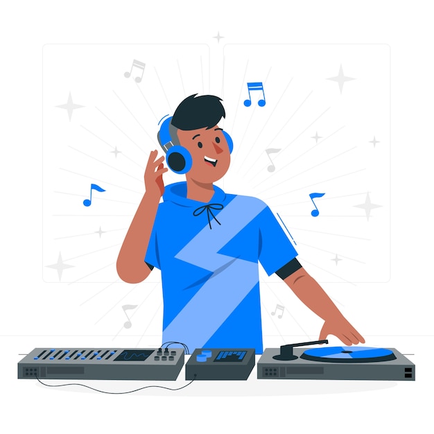 Vector gratuito ilustración de concepto de chico dj