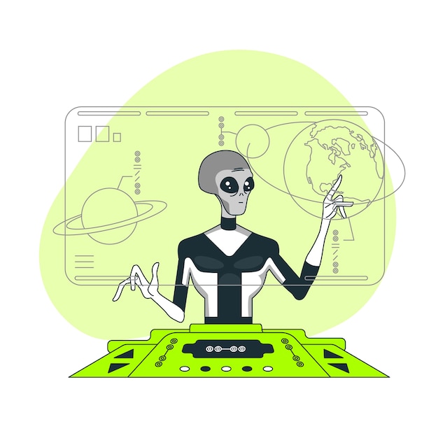 Ilustración del concepto de ciencia alienígena