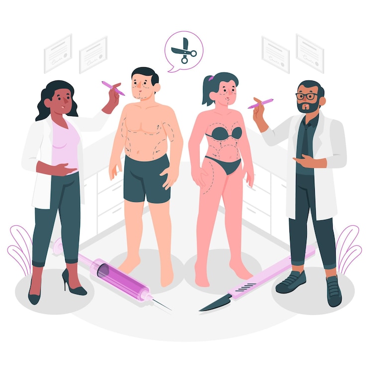 Vector gratuito ilustración del concepto de cirugía plástica