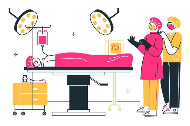 Ilustración del concepto de cirugía preparada por los cirujanos