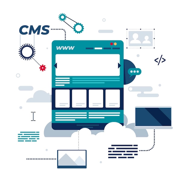 Ilustración de concepto de cms plana