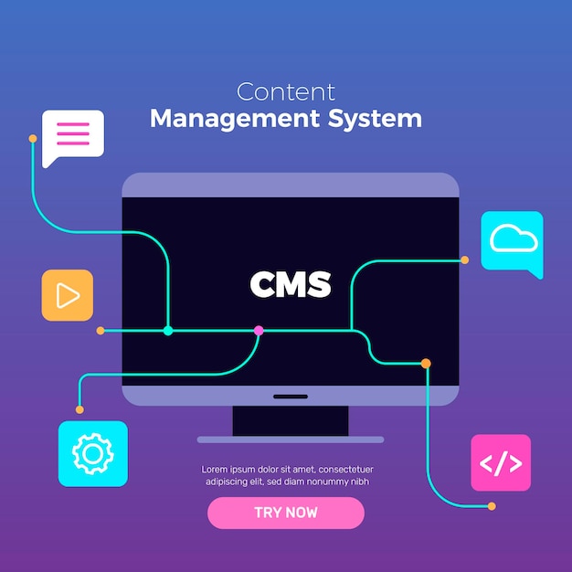 Ilustración de concepto de cms plana