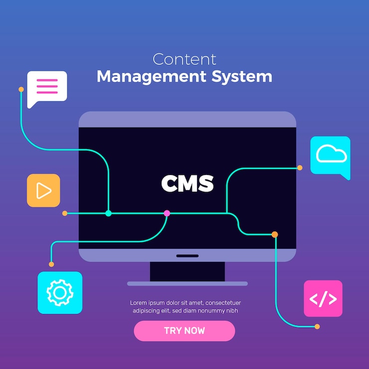 Vector gratuito ilustración de concepto de cms plana