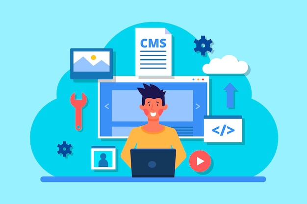 Vector gratuito ilustración de concepto de cms plana