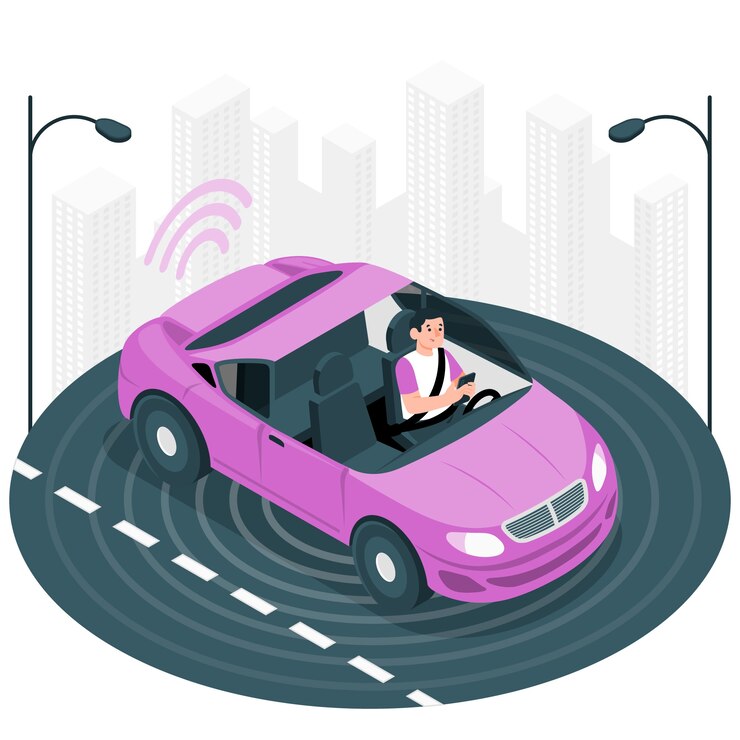 Vector gratuito ilustración del concepto de coche autónomo
