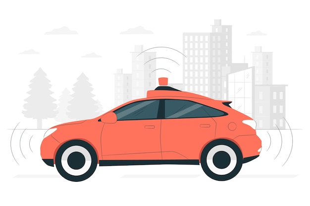Ilustración del concepto de coche autónomo