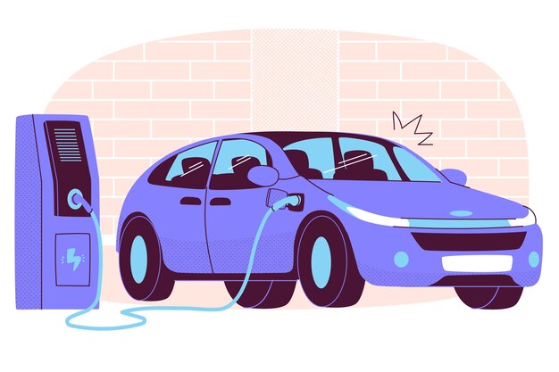 Ilustración del concepto de coche eléctrico