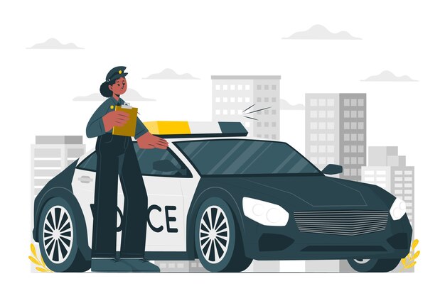Ilustración de concepto de coche de policía