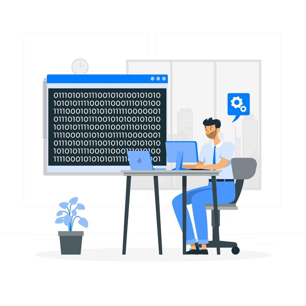 Ilustración del concepto de código binario