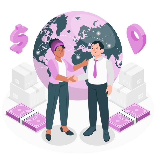 Ilustración del concepto de comercio internacional