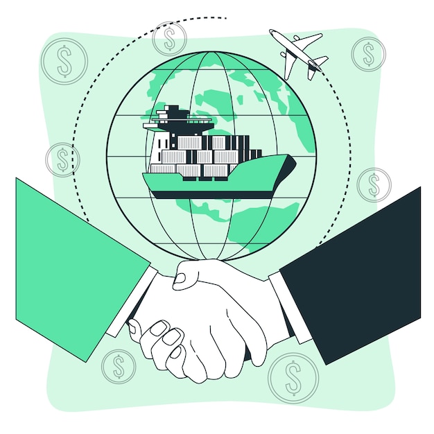 Ilustración del concepto de comercio internacional