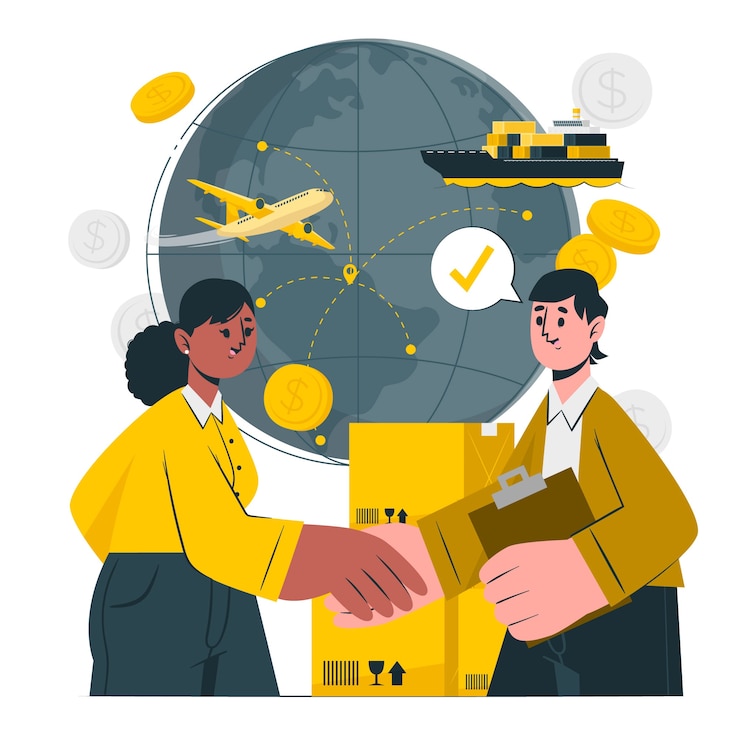 Vector gratuito ilustración del concepto de comercio internacional