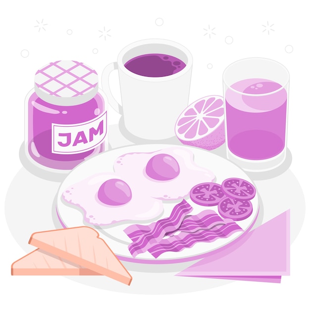 Vector gratuito ilustración de concepto de comida de desayuno