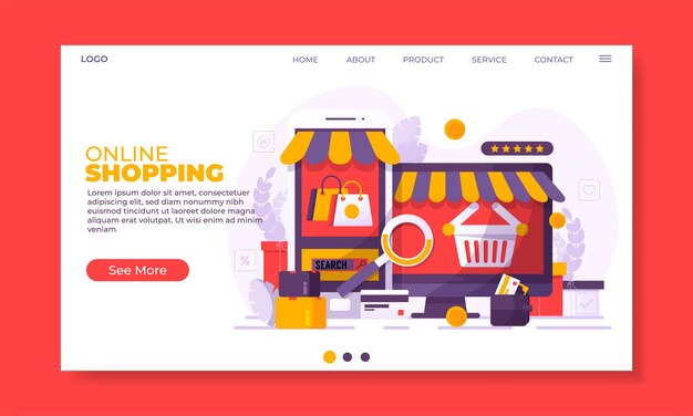 Ilustración del concepto de compras en línea perfecta para la página de inicio de la aplicación móvil de banner de diseño web