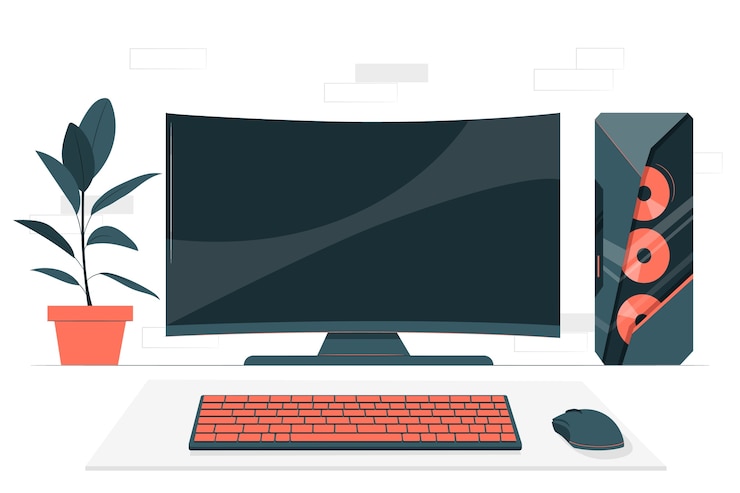 Vector gratuito ilustración del concepto de la computadora de escritorio moderna