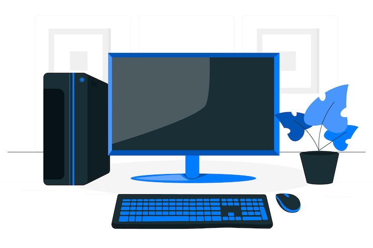 Vector gratuito ilustración del concepto de la computadora de escritorio moderna