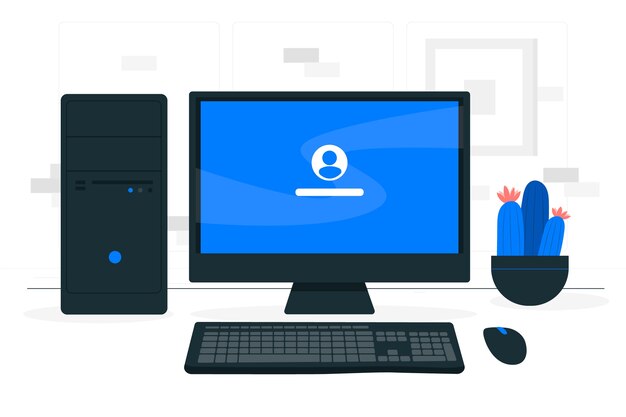 Ilustración del concepto de la computadora de escritorio