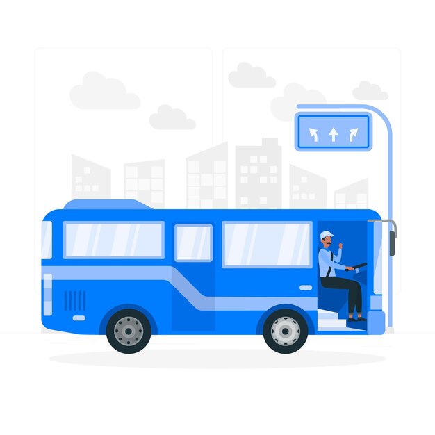 Ilustración de concepto de conductor de autobús