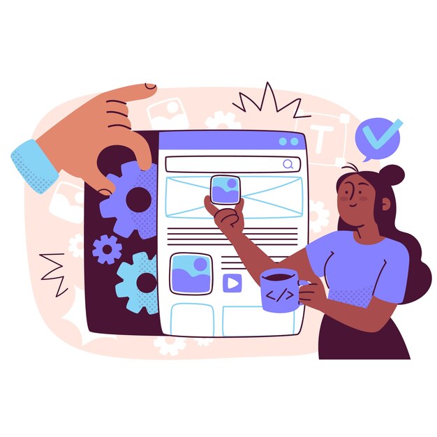 Ilustración del concepto de configuración del sitio web