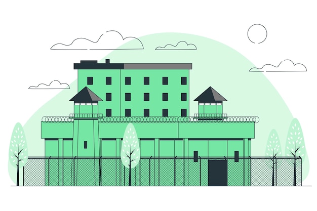 Ilustración del concepto de construcción de la prisión