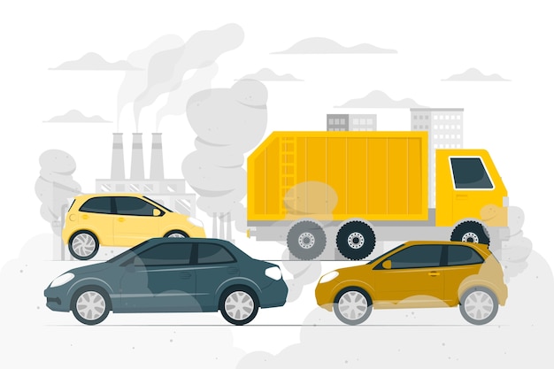 Ilustración del concepto de contaminación del automóvil