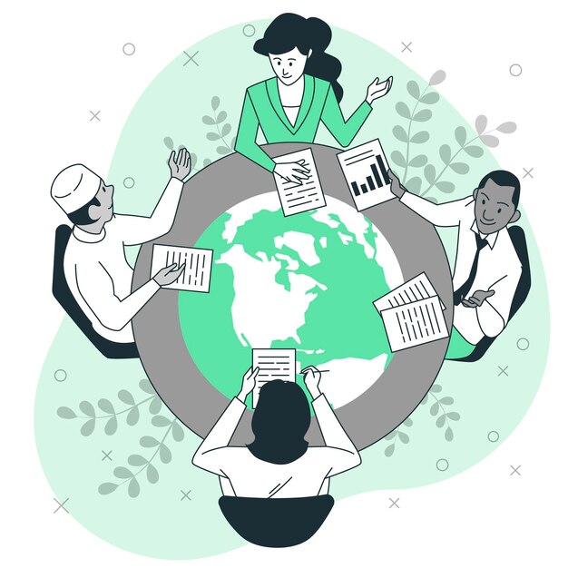 Ilustración del concepto de cooperación internacional