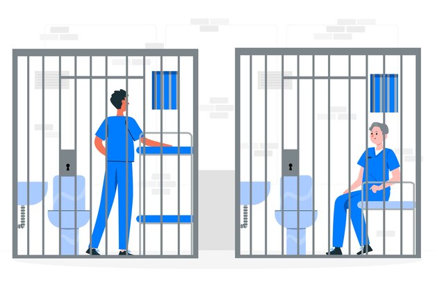Ilustración del concepto de corredor de la prisión