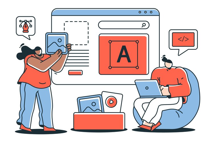 Vector gratuito ilustración del concepto del creador del sitio web
