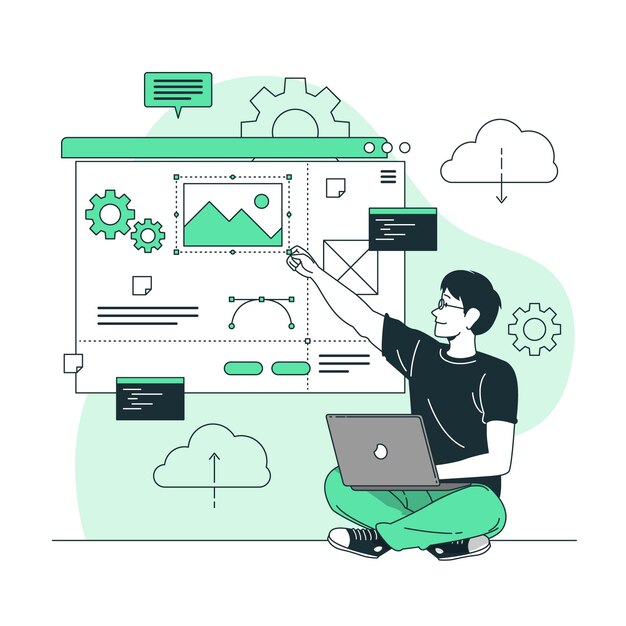 Ilustración de concepto de creador de sitio web