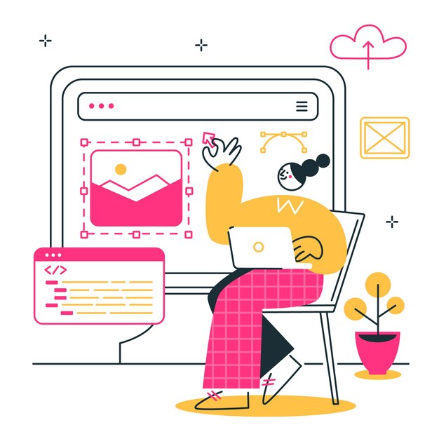 Ilustración del concepto de creador de sitios web