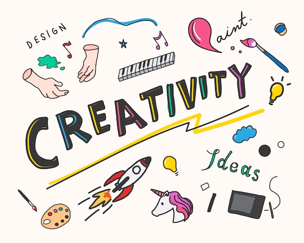 Ilustración del concepto de creatividad e innovación.