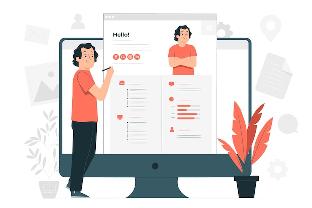 Ilustración del concepto de currículum en línea