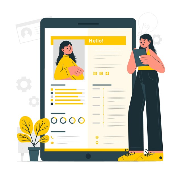 Ilustración del concepto de currículum en línea