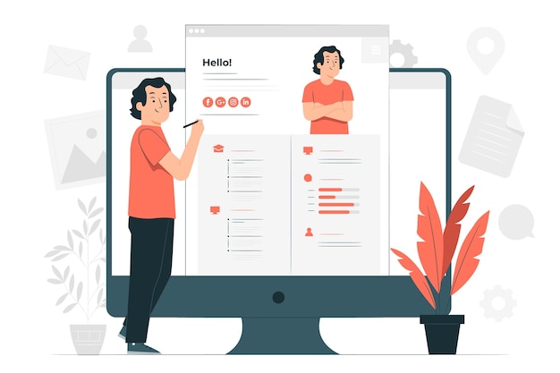Vector gratuito ilustración de concepto de curriculum vitae en línea