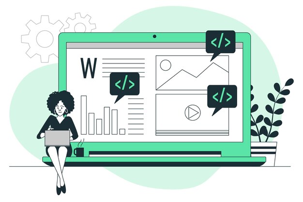 Ilustración de concepto de desarrollo de código bajo