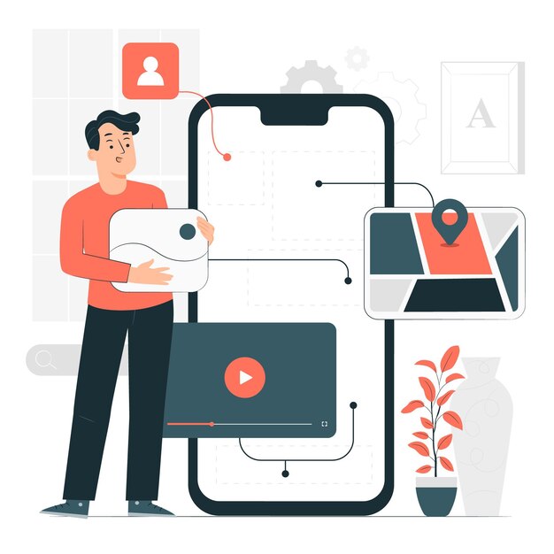 Ilustración del concepto de desarrollo móvil